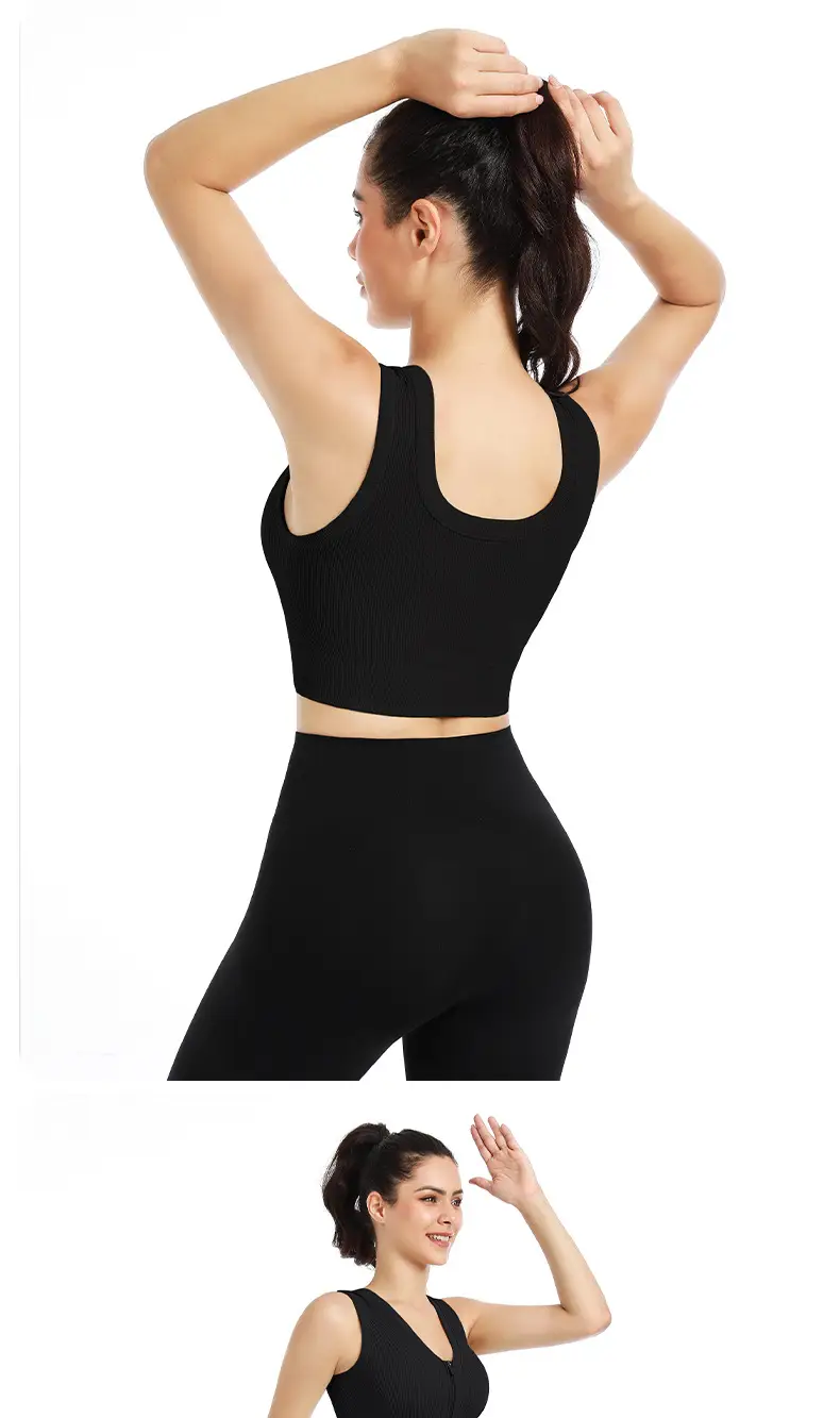 Front Zipper Sports Bra Yoga Vest Bra for Outerwear Running Push-Up Shockproof Fitness Bra Without Underwire Design — feature 17
