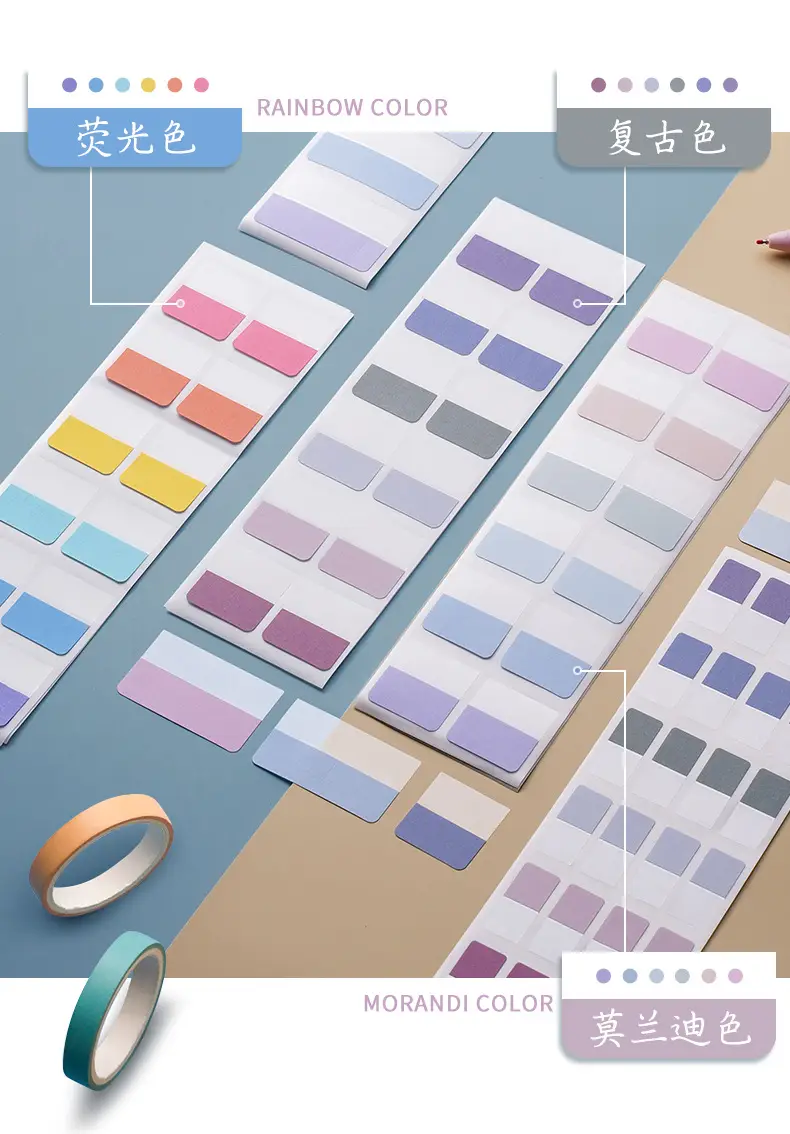Morandi Index Stickers Small Card Pagination Labels Can Be Written Creative Students with Colorful Sticky Notes Instruction Stickers — feature 3