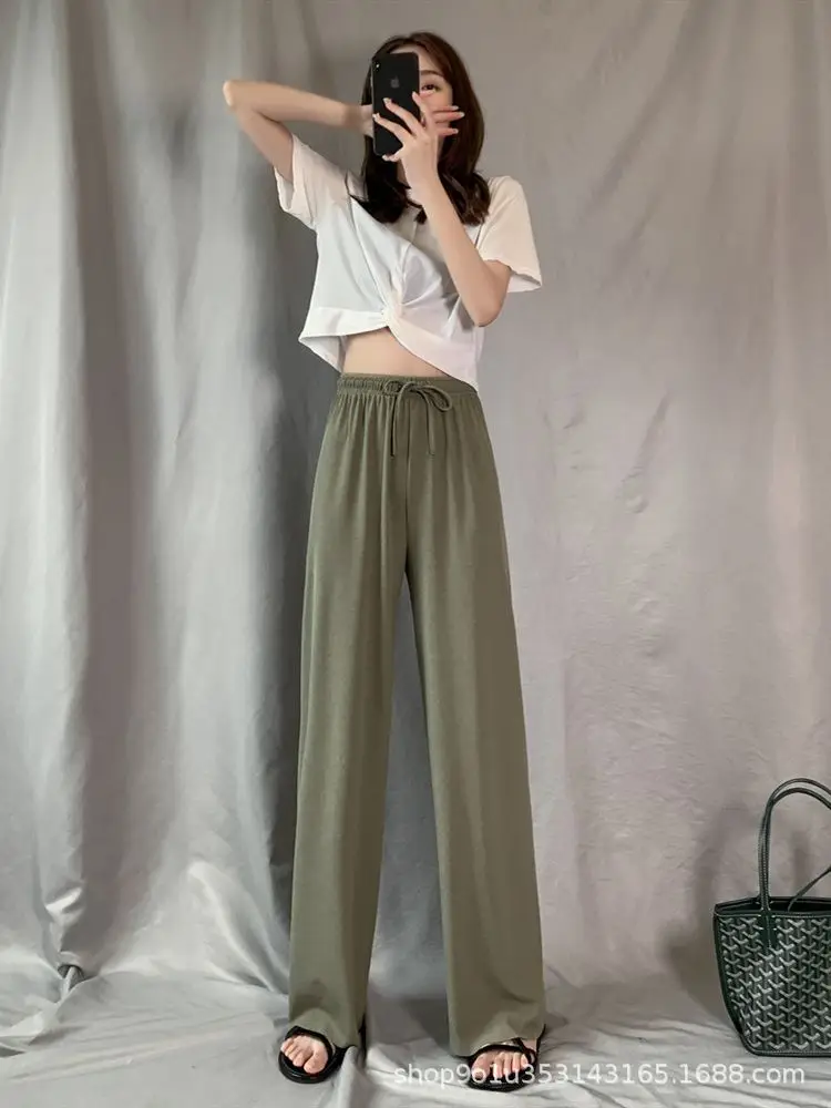 Women's Ice Silk Wide Leg Pants Purple Summer 2021 - Image 3