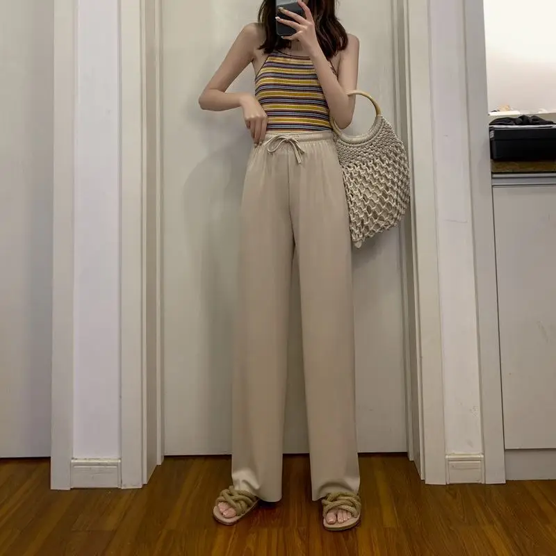 Women's Ice Silk Wide Leg Pants Purple Summer 2021 - Image 8