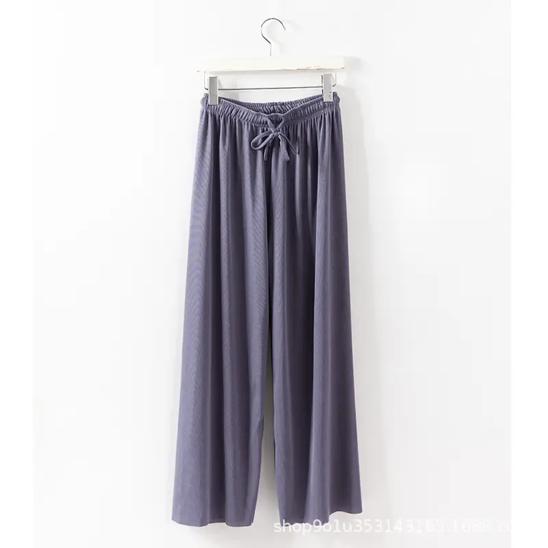 Women's Ice Silk Wide Leg Pants Purple Summer 2021 - Image 9