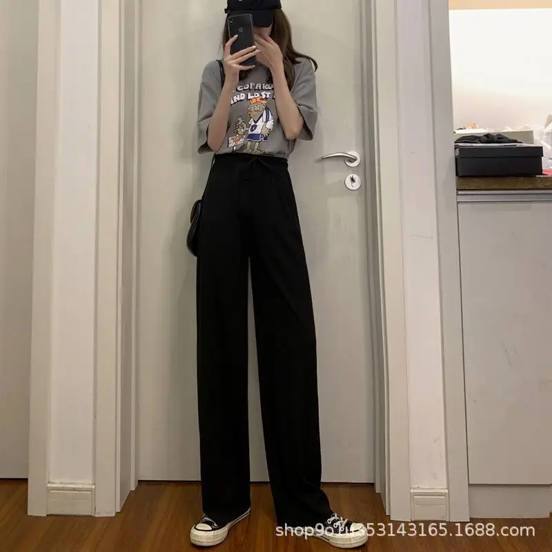 Women's Ice Silk Wide Leg Pants Purple Summer 2021 - Image 4