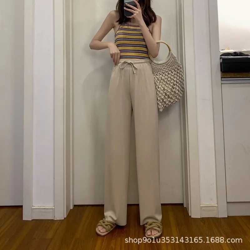 Women's Ice Silk Wide Leg Pants Purple Summer 2021 - Image 7