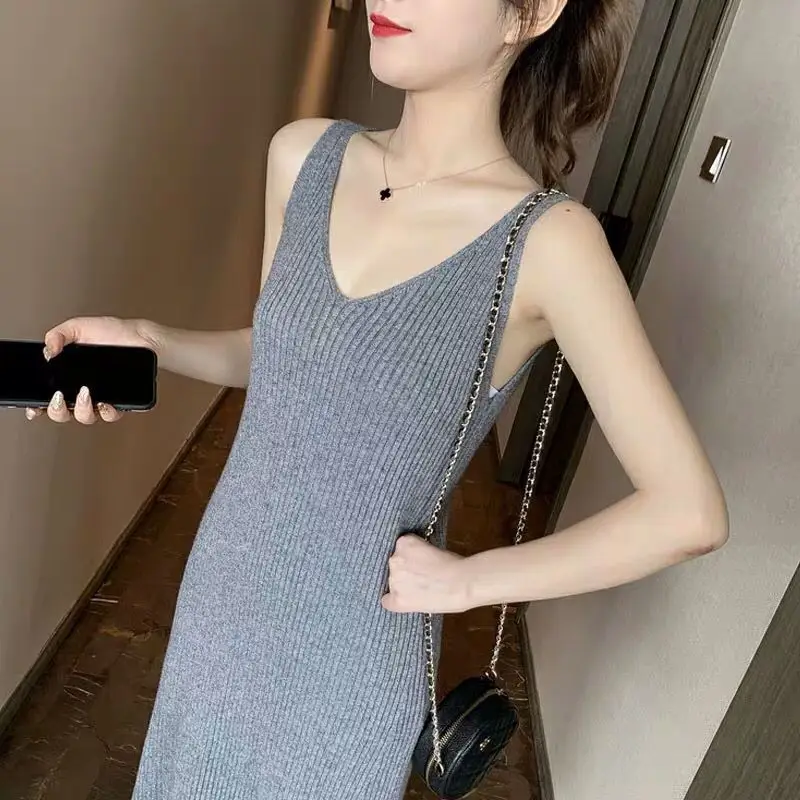 Black Knitted Knee Length Skirt Core Spongy Grey - Image 4