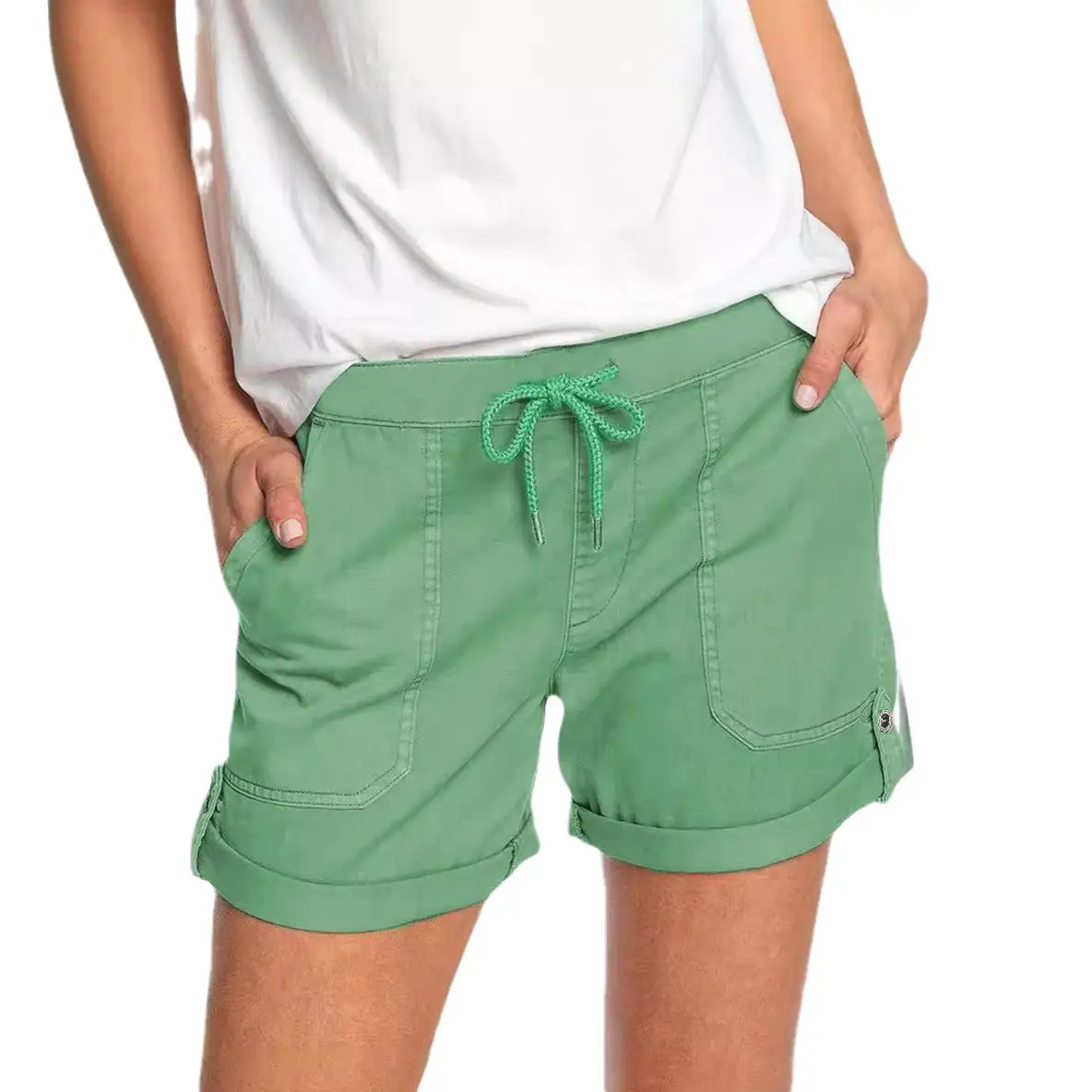 Women Black Drawstring Casual Shorts 2025 - Image 12
