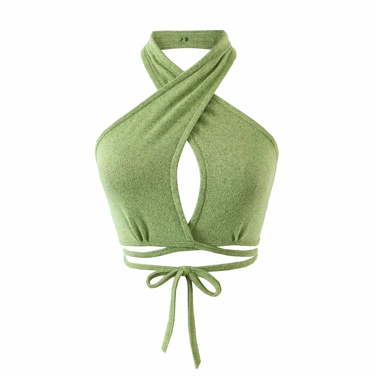 White Cross Neck Strap Vest Top with Tie Front - Image 3