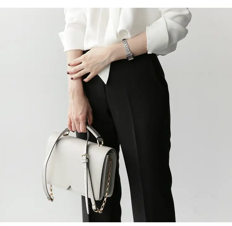 White V-neck Chiffon Shirt with Butterfly Strap — feature 3