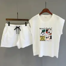 Women White Korean Style 2Pc Shorts Set — feature 3
