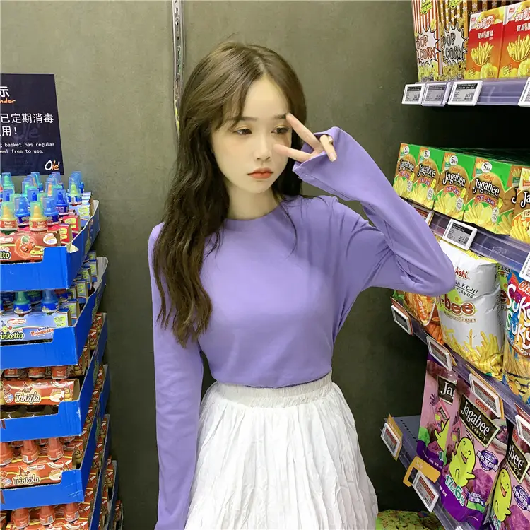 Women Korean Style Long Sleeve T-Shirt 2025 Spring Autumn Match — feature 26