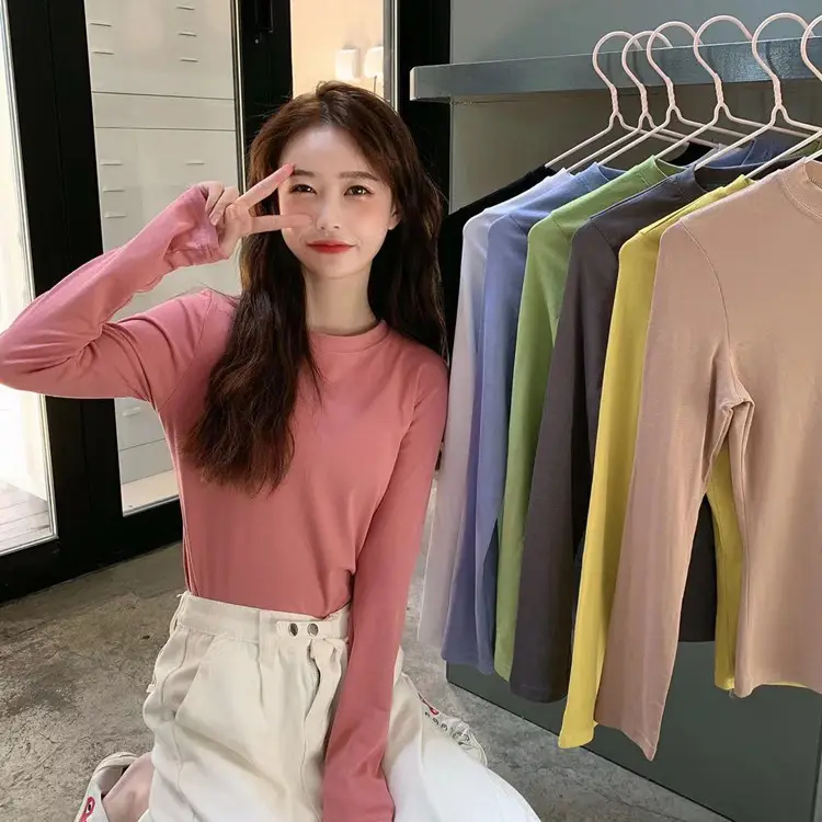 Women Korean Style Long Sleeve T-Shirt 2025 Spring Autumn Match — feature 3