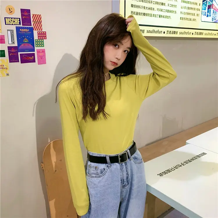 Women Korean Style Long Sleeve T-Shirt 2025 Spring Autumn Match — feature 38