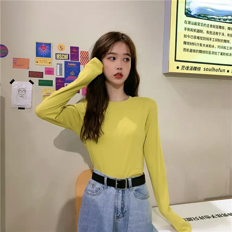 Women Korean Style Long Sleeve T-Shirt 2025 Spring Autumn Match — feature 40