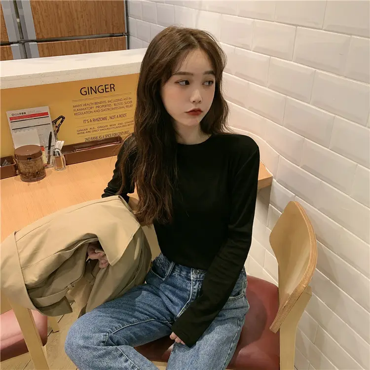 Women Korean Style Long Sleeve T-Shirt 2025 Spring Autumn Match — feature 46