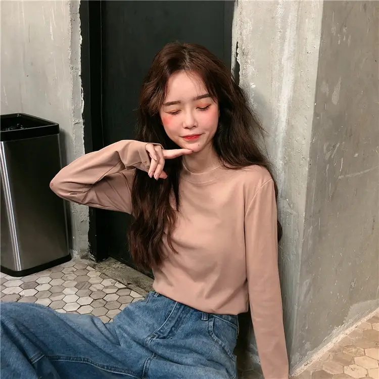 Women Korean Style Long Sleeve T-Shirt 2025 Spring Autumn Match — feature 48