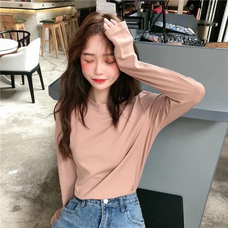 Women Korean Style Long Sleeve T-Shirt 2025 Spring Autumn Match — feature 51