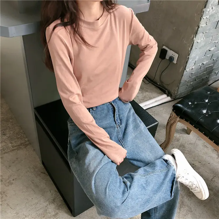 Women Korean Style Long Sleeve T-Shirt 2025 Spring Autumn Match — feature 55