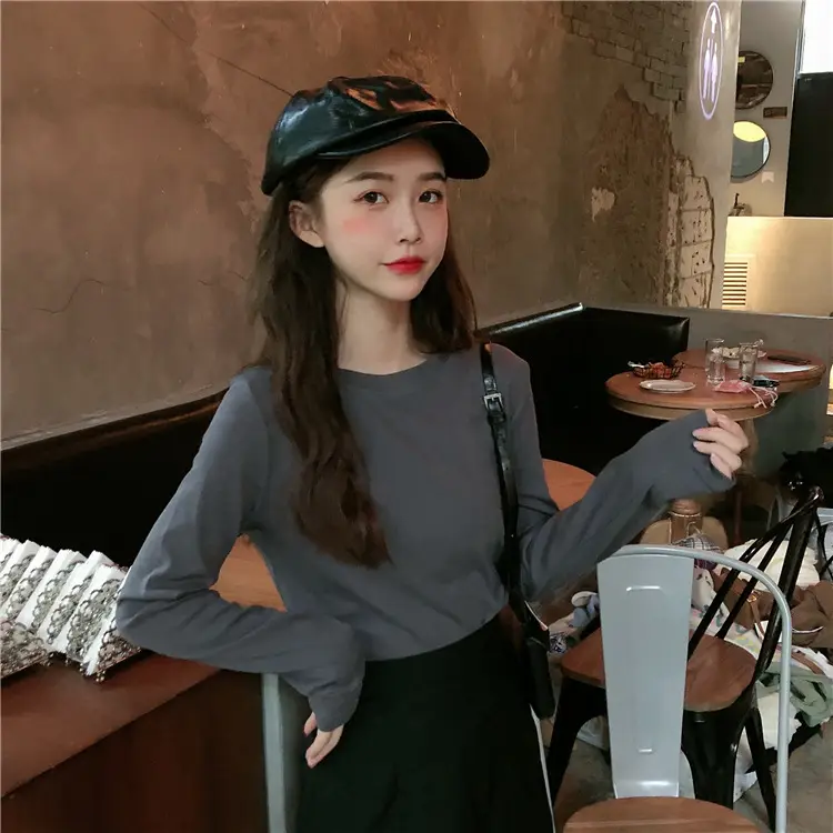 Women Korean Style Long Sleeve T-Shirt 2025 Spring Autumn Match — feature 58