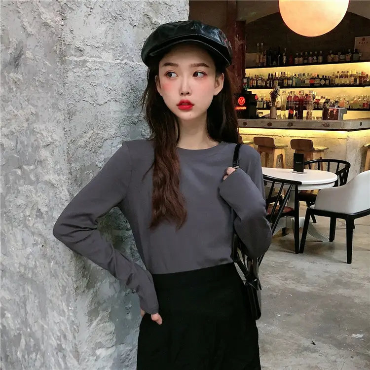 Women Korean Style Long Sleeve T-Shirt 2025 Spring Autumn Match — feature 60
