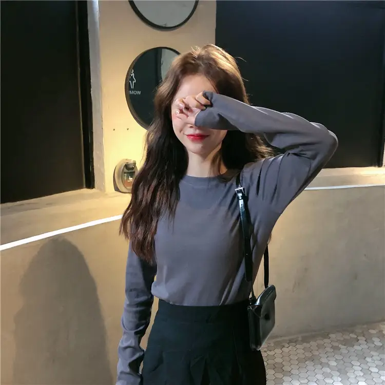 Women Korean Style Long Sleeve T-Shirt 2025 Spring Autumn Match — feature 65