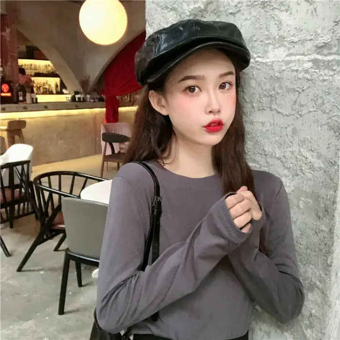 Women Korean Style Long Sleeve T-Shirt 2025 Spring Autumn Match