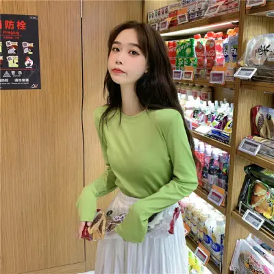 Women Korean Style Long Sleeve T-Shirt 2025 Spring Autumn Match