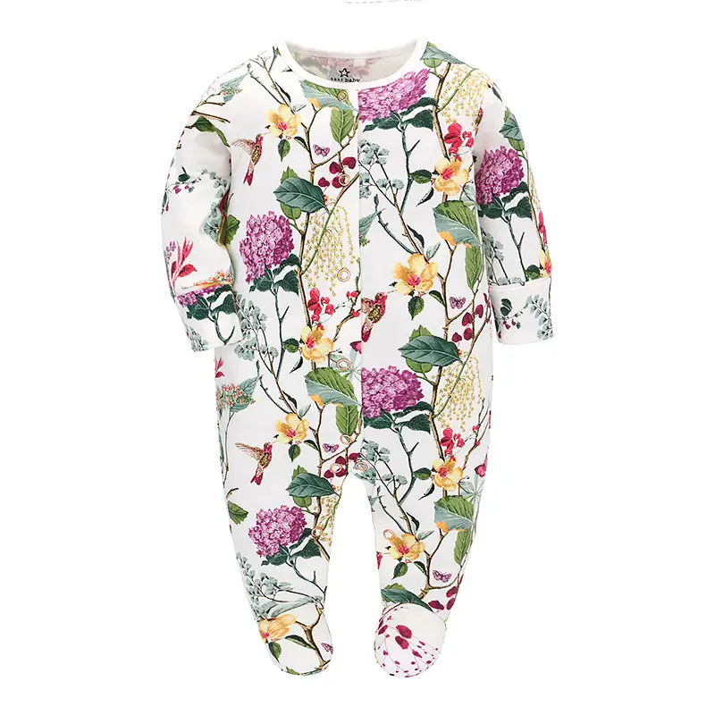 Baby Girl Floral Jumpsuit Pink White Long Sleeve - Image 4