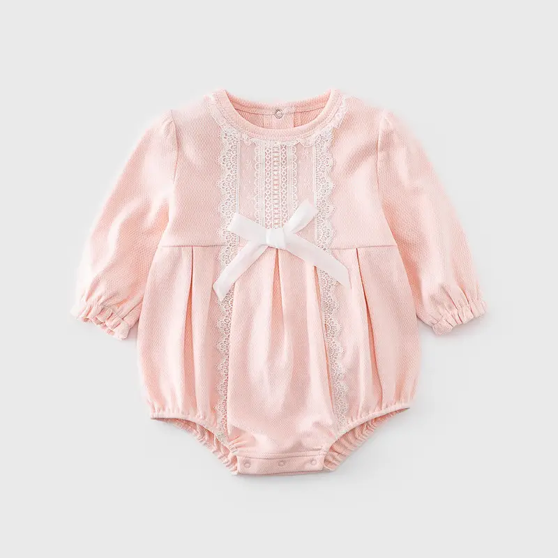 Baby Girl Floral Jumpsuit Pink White Long Sleeve - Image 7