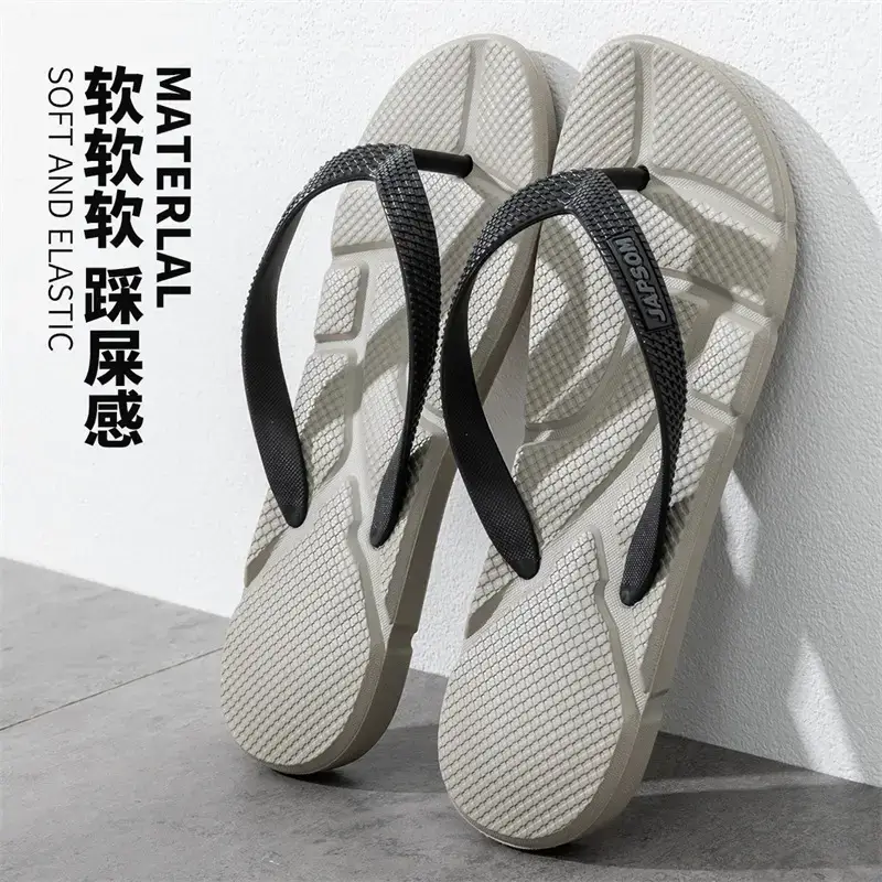2021 Men's Black Soft Sole Flip Flops Large