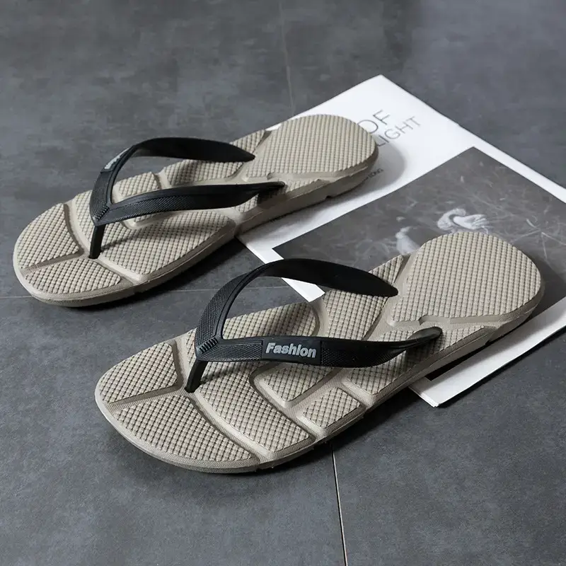 2021 Men's Black Soft Sole Flip Flops Large