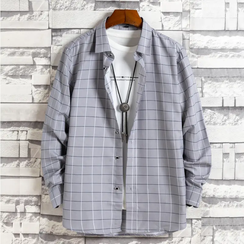 Men Navy Blue Striped Long Sleeve Shirt with Red Trim - Image 10