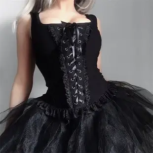 Black Lace Navel Vest Women's Dark Summer Top — feature 8