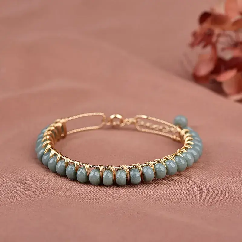 14K Gold Jade Ice Buckle Bracelet Blue Water Safe - Image 2