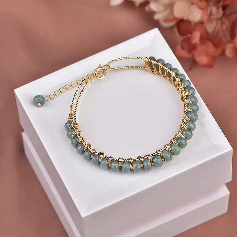 14K Gold Jade Ice Buckle Bracelet Blue Water Safe - Image 3