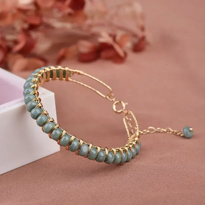 14K Gold Jade Ice Buckle Bracelet Blue Water Safe - Image 4