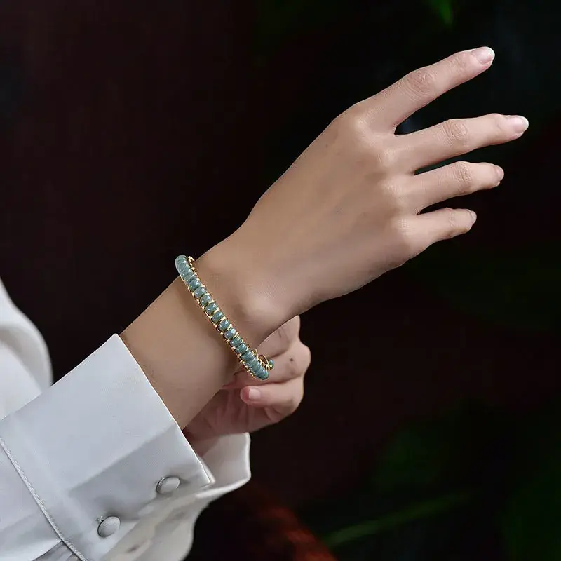 14K Gold Jade Ice Buckle Bracelet Blue Water Safe - Image 5