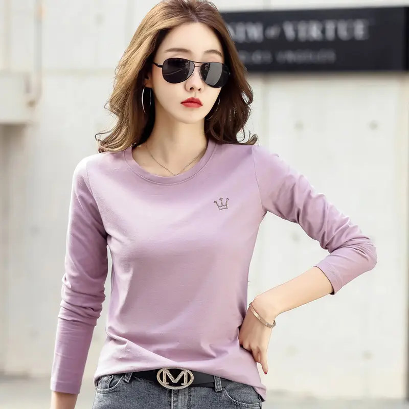 Women Cotton Embroidered Crown Shirt White Long Sleeve - Image 6