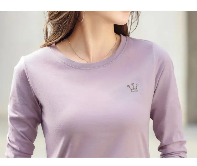 Women Cotton Embroidered Crown Shirt White Long Sleeve — feature 31