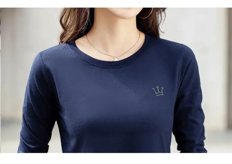 Women Cotton Embroidered Crown Shirt White Long Sleeve — feature 41