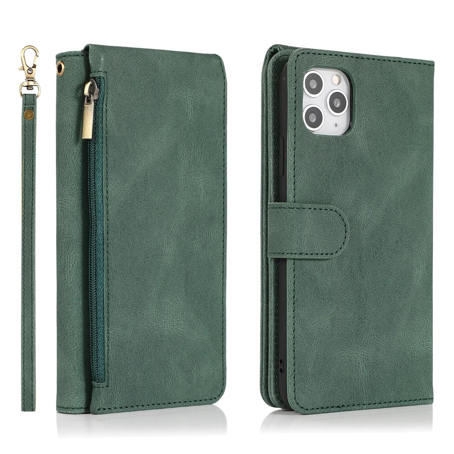 Pink Leather Zipper Mobile Case for iPhone 12 - Image 4