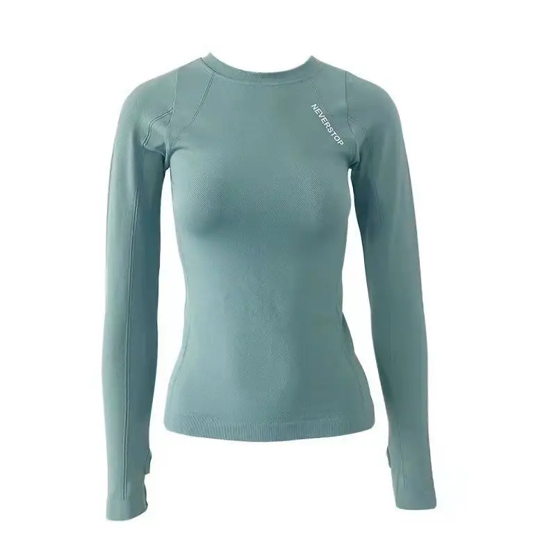 Women's Stretch Tight Yoga Top Long Sleeve Brown - Image 10