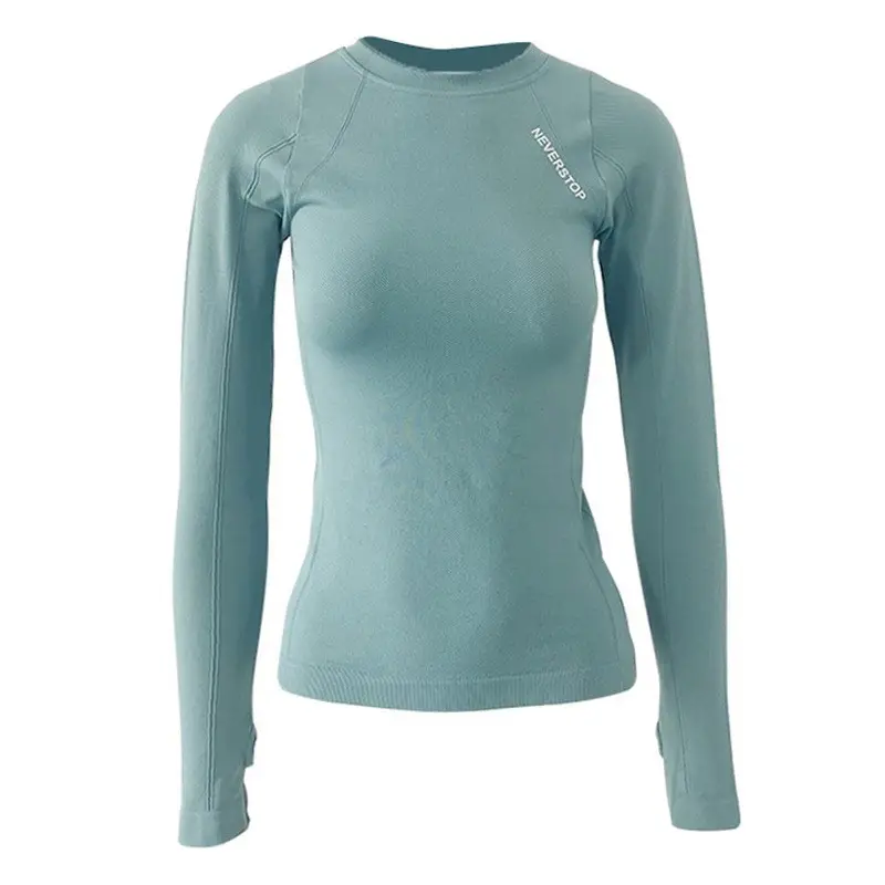Women's Stretch Tight Yoga Top Long Sleeve Brown — feature 14