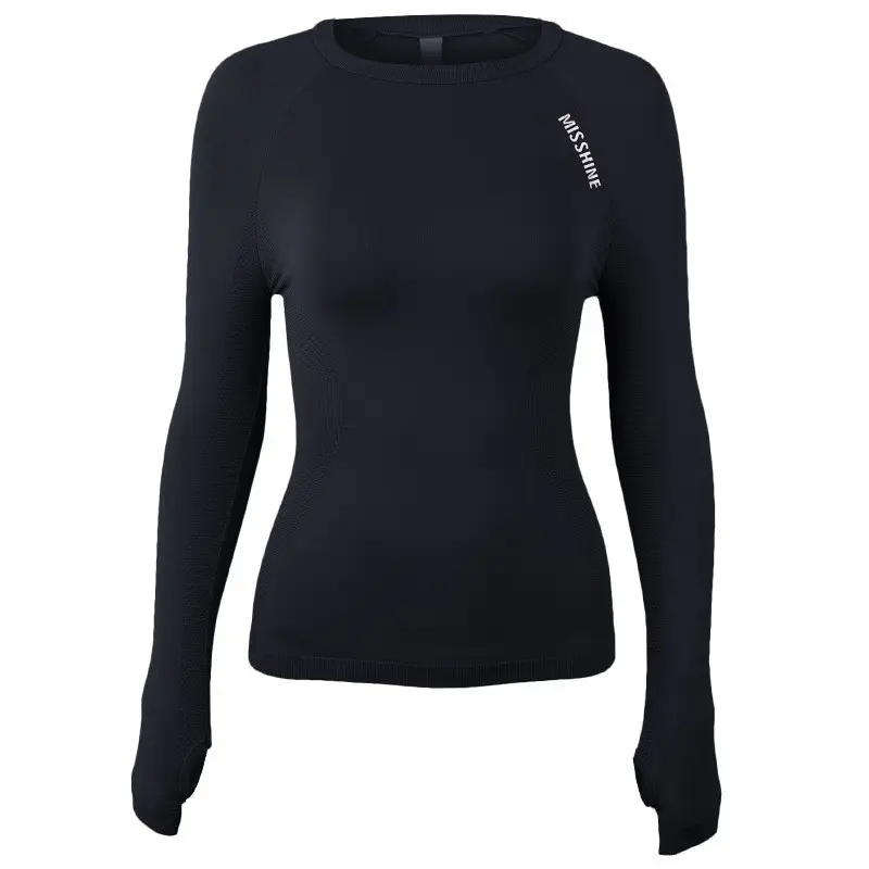 Women's Stretch Tight Yoga Top Long Sleeve Brown — feature 15