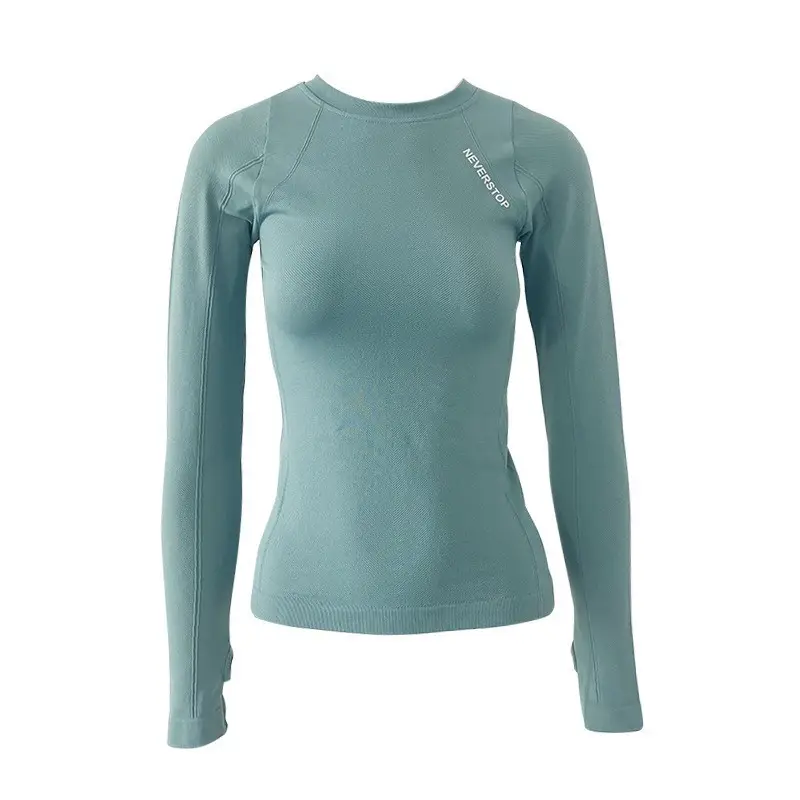 Women's Stretch Tight Yoga Top Long Sleeve Brown — feature 25