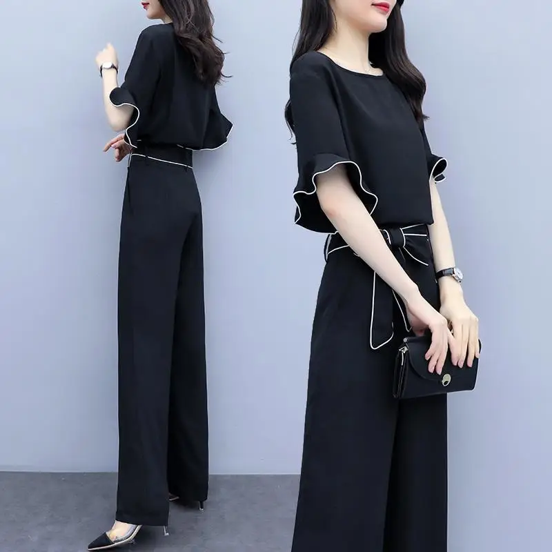 Women Black Wide Leg Pants Suit Summer 2026 - Image 3