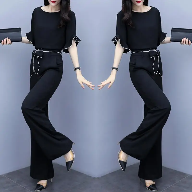 Women Black Wide Leg Pants Suit Summer 2026 - Image 4