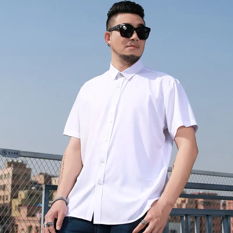 Men's White Thin Business Shirt Plus Size - Image 6