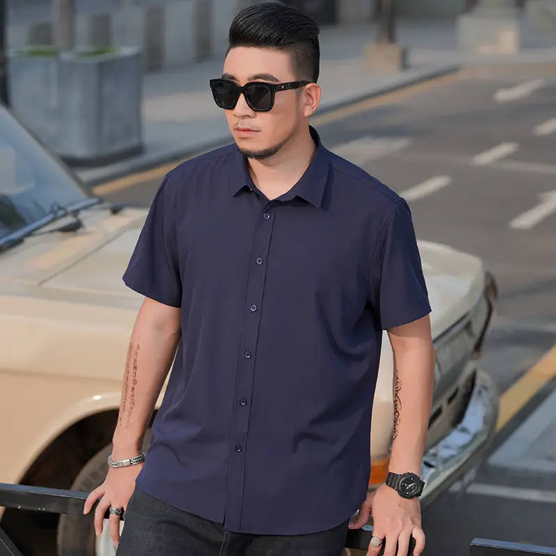 Men's White Thin Business Shirt Plus Size - Image 7