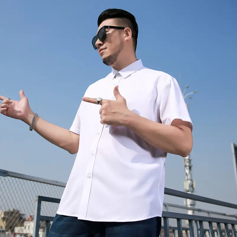 Men's White Thin Business Shirt Plus Size - Image 8