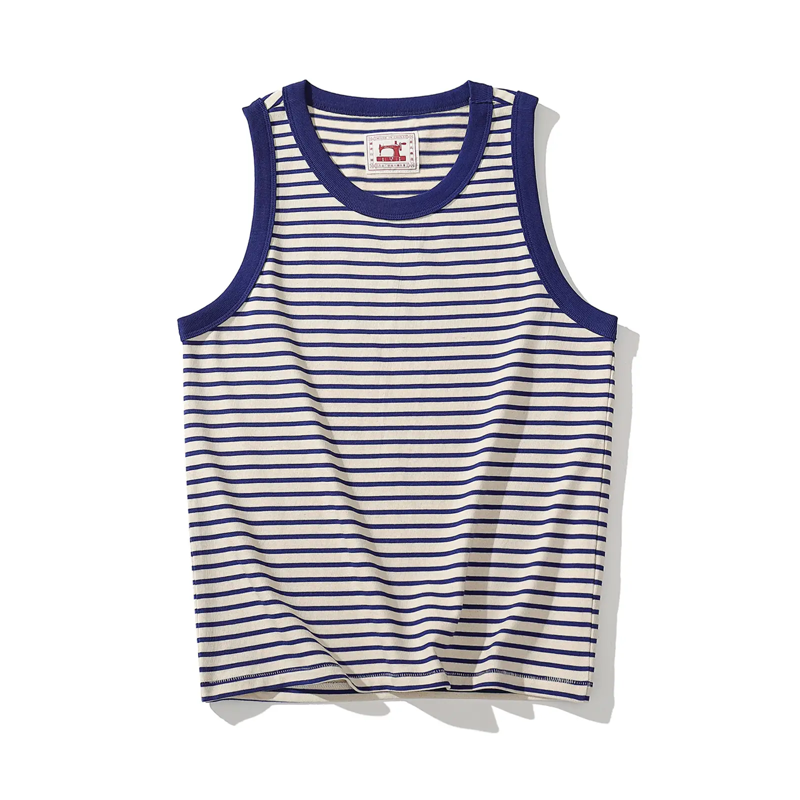 Huang's 2022 Summer Heavyweight Blue White Striped Vest - Image 5