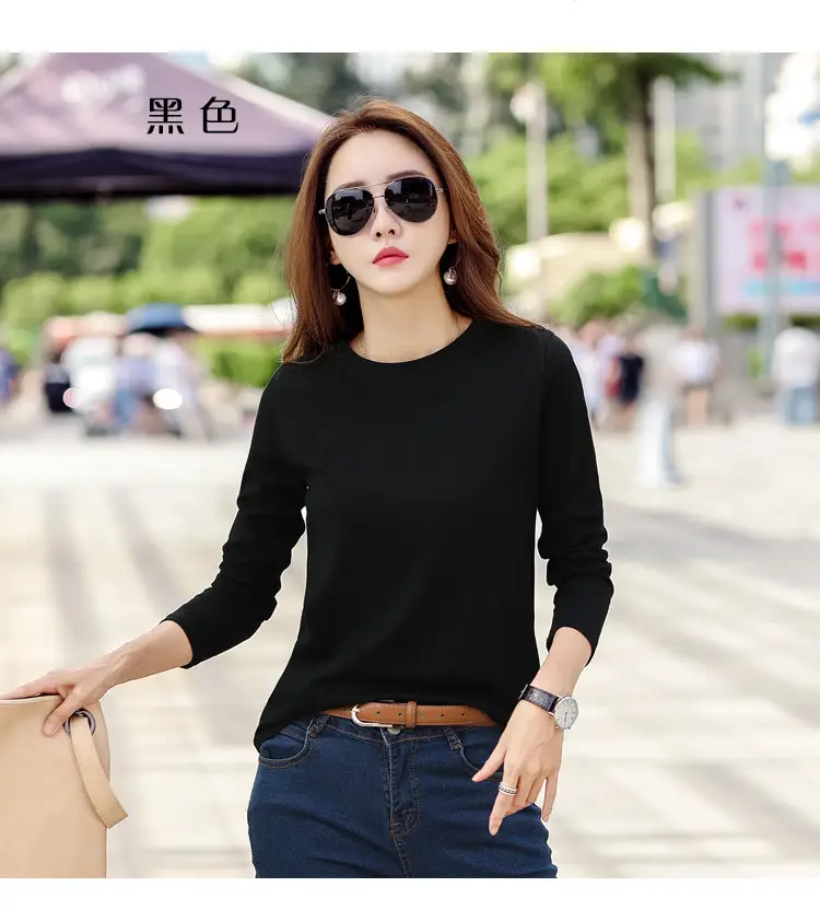 Women Embroidered Long Sleeve Cotton T-Shirt White — feature 37